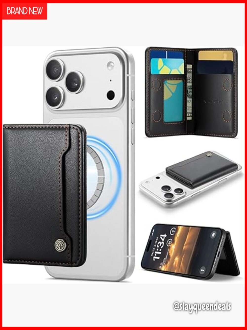 Magnetic RFID Blocking Card Holder for MagSafe Phones, Minimalist Phone Wallet